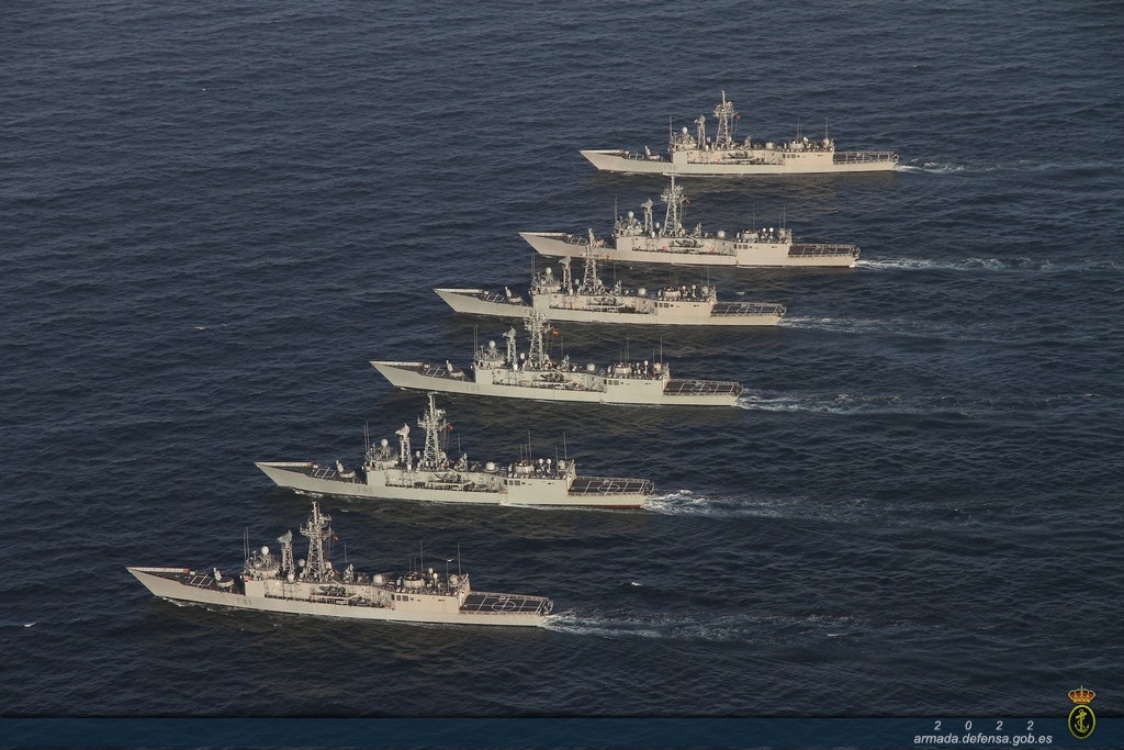The six frigates from the 41st Escort Squadron in formation.